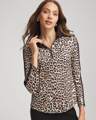 プードル‼️ Zenergy® UPF Animal-Print Half-Zip Pullover Top | Chico's